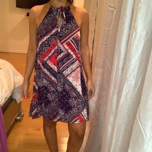 Flowy paisley red white and blue dress